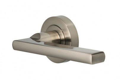 Door Handles Vision Designer Vela Lever on Round Rose Satin Nickel 5200